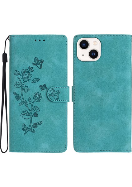 iPhone 14 Için Çiçek Izi Cüzdan , Pu Deri + Tpu Stand Telefon Telefon Kılıfı (Yurt Dışından)