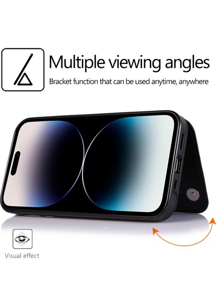 iPhone 14 Pro Maks Kart Tutucu Telefon Çılgın At Doku Deri Kaplamalı Tpu Mobil Telefon Kılıfı (Yurt Dışından) modelleri