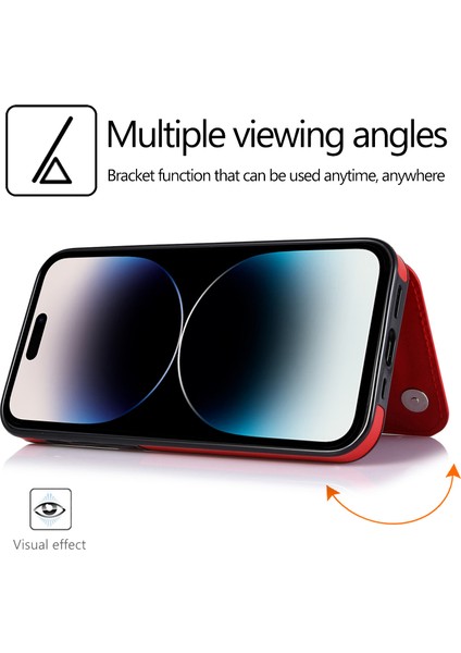 iPhone 14 Pro Maks Kart Tutucu Telefon Çılgın At Doku Deri Kaplamalı Tpu Mobil Telefon Kılıfı (Yurt Dışından) modelleri