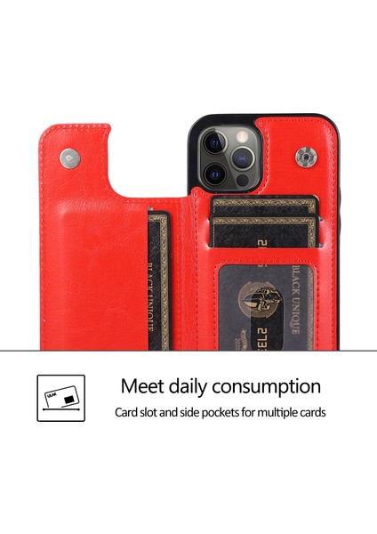 iPhone 14 Pro Maks Kart Tutucu Telefon Çılgın At Doku Deri Kaplamalı Tpu Mobil Telefon Kılıfı (Yurt Dışından) indirimleri