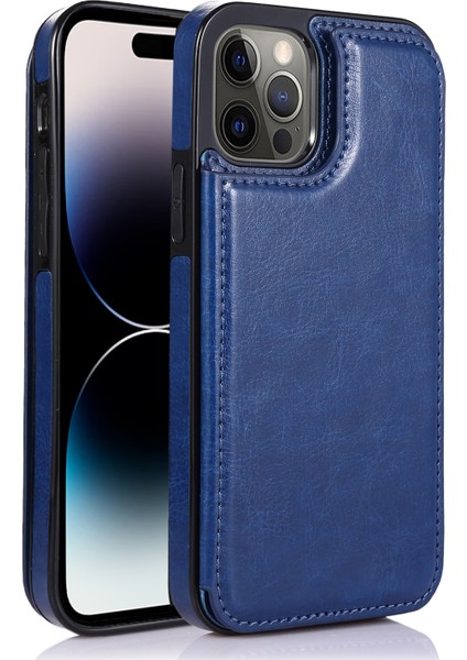 iPhone 14 Pro Maks Kart Tutucu Telefon Çılgın At Doku Deri Kaplamalı Tpu Mobil Telefon Kılıfı (Yurt Dışından)