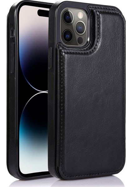 iPhone 14 Pro Doku Kartı Tutucu Deri Kaplamalı Tpu Telefon Kılıfı (Yurt Dışından)