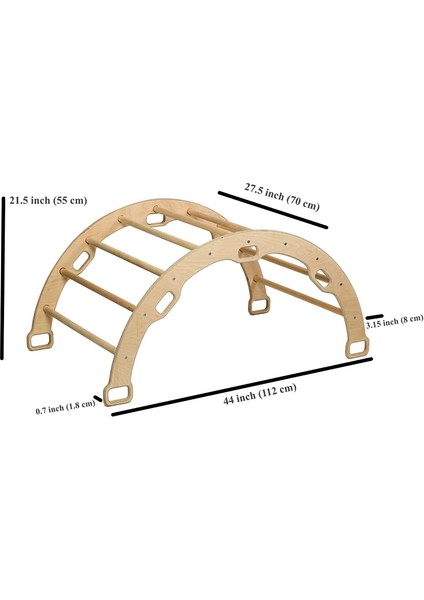 Pikler Tırmanma Seti | montessori Ahşap Dönence ve Kemer Yastığı | Kemer & Merdiven Rampa & Orman Yastık