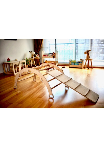 Pikler Tırmanma Seti | montessori Ahşap Dönence ve Kemer Yastığı | Kemer & Merdiven Rampa & Flamingo Yastık fırsatları