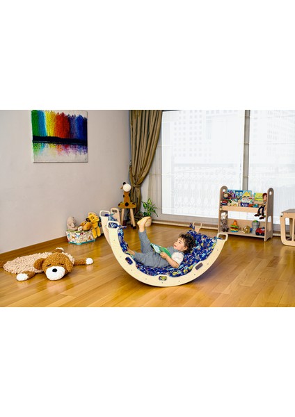 Pikler Tırmanma Seti ve Yastık | Montessori 3'lü Set | kemer + Üçgen + Merdiven Rampa + Orman Desenli Yastık modelleri