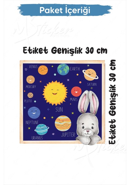 Tavşanlı Gezegen Sticker Seti 30X30 cm Cam Duvar Sticker Seti fiyatları