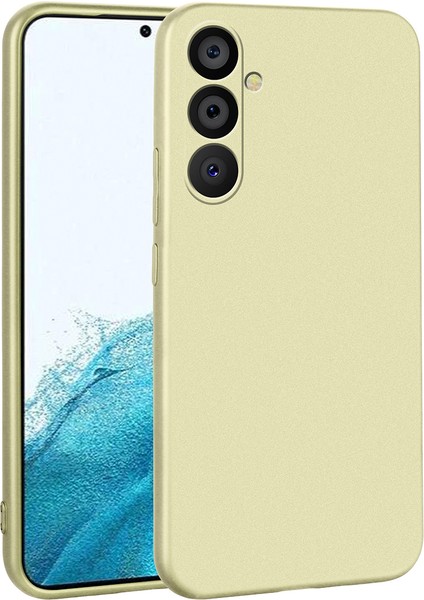 Samsung Galaxy M14 Kılıf Premier Silikon Mat Koruma+Nano Glass Gold