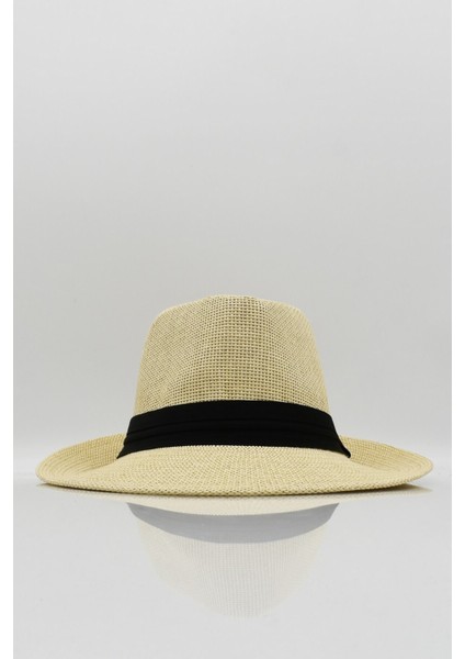 Erkek Hasır Kovboy Şapkası Fötr Kasket - Krem fiyatları