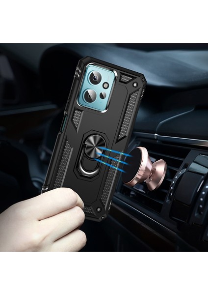 Xiaomi Redmi Note 12 4g Kılıf Vega Sert Silikon Tank Standlı Yüzüklü Mıknatıslı Siyah fırsatları