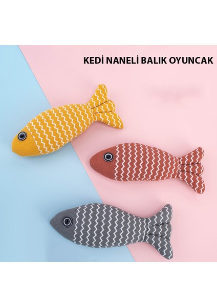 Kedi Naneli Balık Oyuncak Bez Çıngıraklı Şık Tasarım Kedi Oyuncağı Raıkou