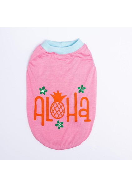 Pink Aloha Kedi ve Küçük Köpek T-Shirtü (Çok Küçük Kalıplıdır.1-10 kg Arasına Uygun)