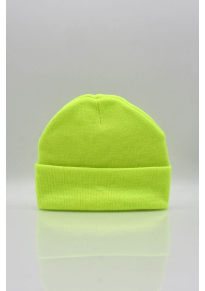 Unisex Neon Sarı Triko Bere