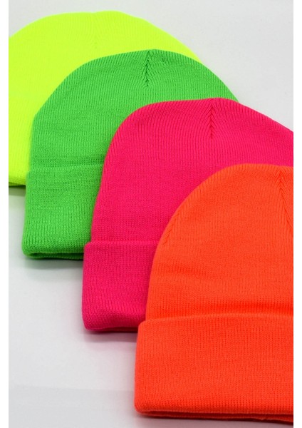 Unisex Neon Sarı Triko Bere modelleri