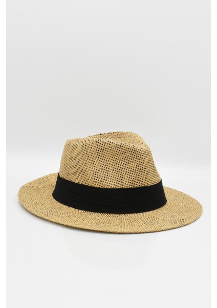 Kadın Hasır Plaj Şapkası - Koyu Bej