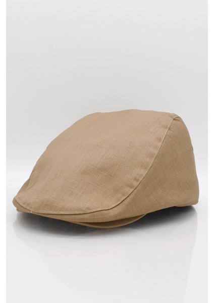 Erkek Camel Kasket Keten Yazlık Flat Cap Şapka