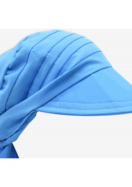 Kadın Safari Bağlamalı Eşarp Siperli Bandana Plaj Şapkası - Mavi fiyatları