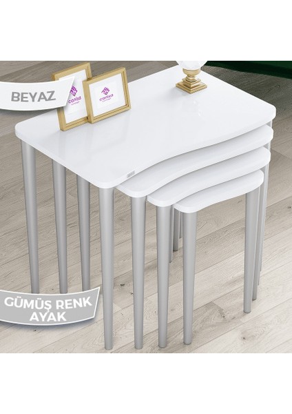 Concept Kuğu Serisi 1.sınıf Sehpa Takımı Mdf Beyaz 4'lü Zigon Sehpa Takımı Gürgen Ayak fiyatları