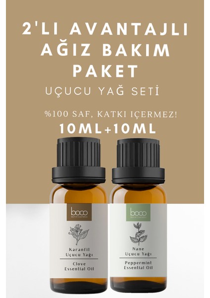 Ağız Bakım 2'li Avantajlı Paketi Karanfil Ve Nane Uçucu Yağı %100 Saf Aromaterapi Yağları 20 ml