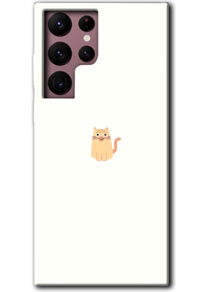 Galaxy S22 Ultra Kılıf Hd Desen Baskılı Arka Kapak - Cat Minimalism