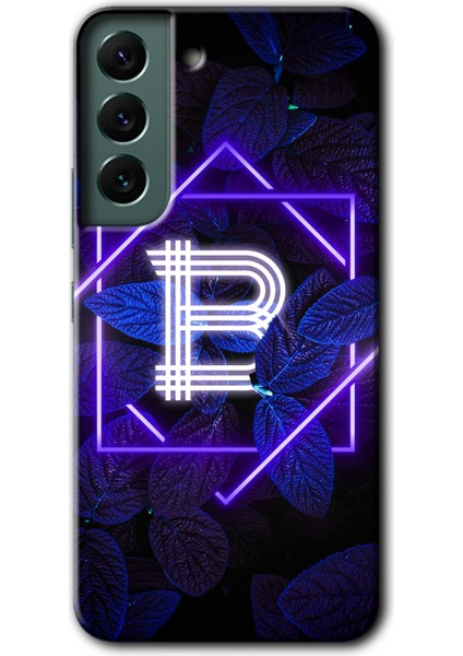 Galaxy S22 Kılıf Hd Desen Baskılı Arka Kapak - Dark Neon Yaprak B Harfi