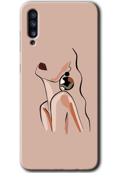 Galaxy A50S Kılıf Hd Desen Baskılı Arka Kapak + Kırılmaz Cam - Çizim Silüet