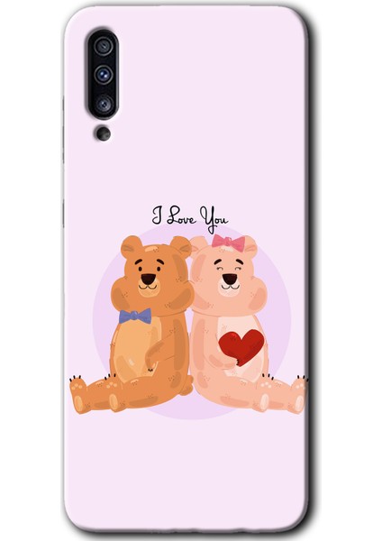 Galaxy A50S Kılıf Hd Desen Baskılı Arka Kapak + Esnek Nano Cam - Sevgili Ayıcık