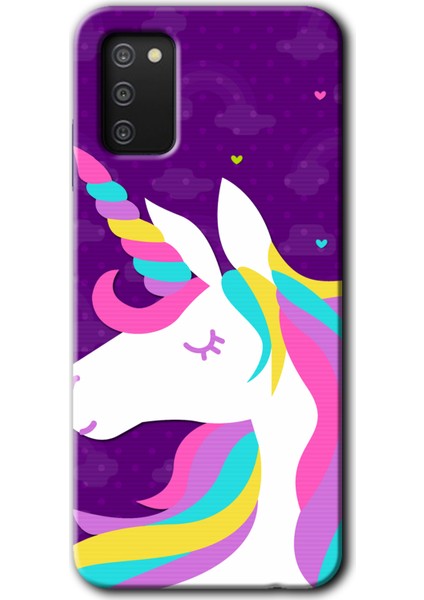 Galaxy A02S Kılıf Hd Desen Baskılı Arka Kapak + Esnek Nano Cam - Unicorn Sleep