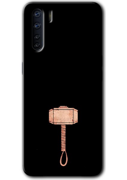 Oppo A91 Kılıf Hd Desen Baskılı Arka Kapak + Kırılmaz Cam - Thor Çekiç