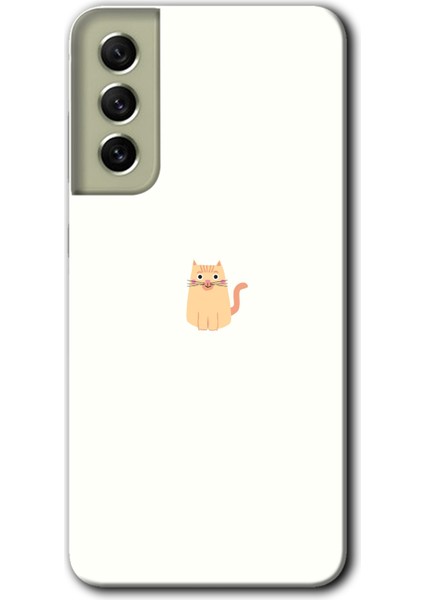Galaxy S21 Fe Kılıf Hd Desen Baskılı Arka Kapak + Esnek Nano Cam - Cat Minimalism