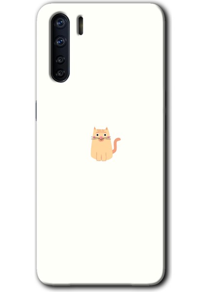 Oppo A91 Kılıf Hd Desen Baskılı Arka Kapak + Esnek Nano Cam - Cat Minimalism