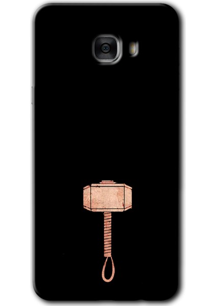 Galaxy C7 Pro Kılıf Hd Desen Baskılı Arka Kapak + Esnek Nano Cam - Thor Çekiç