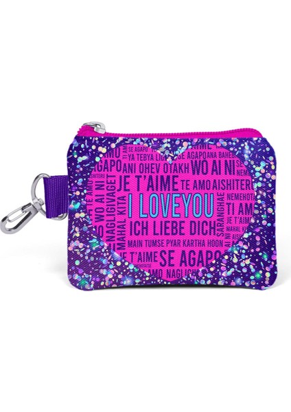 Kids Mor Mavi Pembe Kalp Desenli Bozuk Para Çantası 21840