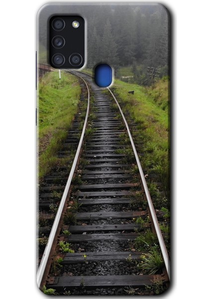 Galaxy A21S Kılıf Hd Desen Baskılı Arka Kapak + Kırılmaz Cam - Tren Yolu