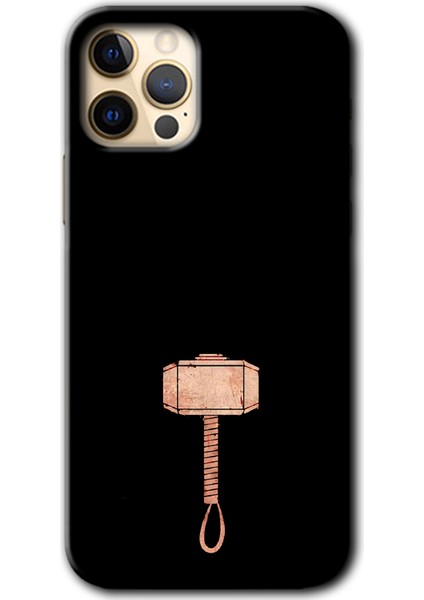iPhone 12 Pro Max Kılıf Hd Desen Baskılı Arka Kapak + Kırılmaz Cam - Thor Çekiç
