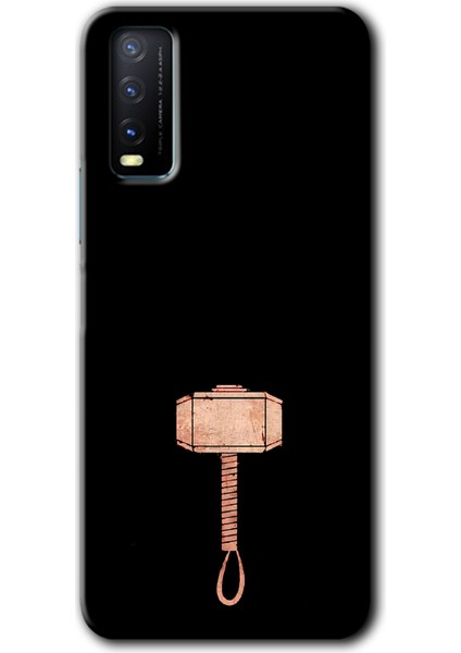 Vivo Y20 Kılıf Hd Desen Baskılı Arka Kapak + Kırılmaz Cam - Thor Çekiç