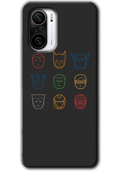 Redmi K40 Kılıf Hd Desen Baskılı Arka Kapak + Esnek Nano Cam - Avengers Minimalism
