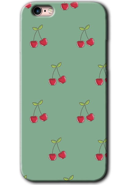 iPhone 6s Kılıf Hd Desen Baskılı Arka Kapak + Kırılmaz Cam - Kiraz Berry