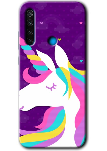 Redmi Note 8 Kılıf Hd Desen Baskılı Arka Kapak - Unicorn-Pembe