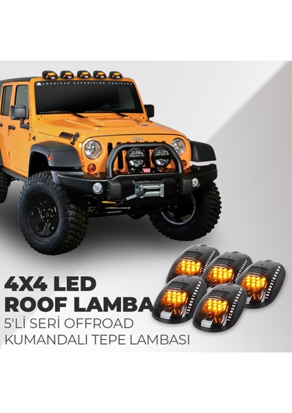 4x4 Off Road Kumandalı Tepe Lambası 5'li Set