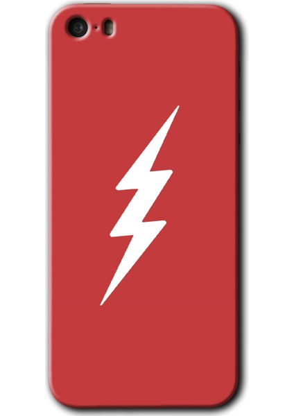 iPhone 5s Kılıf Hd Desen Baskılı Arka Kapak + Esnek Nano Cam - Flash Logo