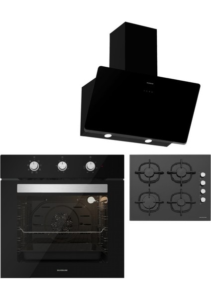BO6503B01 - CS5343B01 - 3457 Soho 60 Siyah Cam Ankastre Set