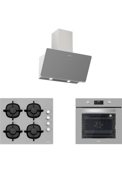 BO6502S02 - CS5343S01 - 3457 Soho 60 Gri Cam Ankastre Set
