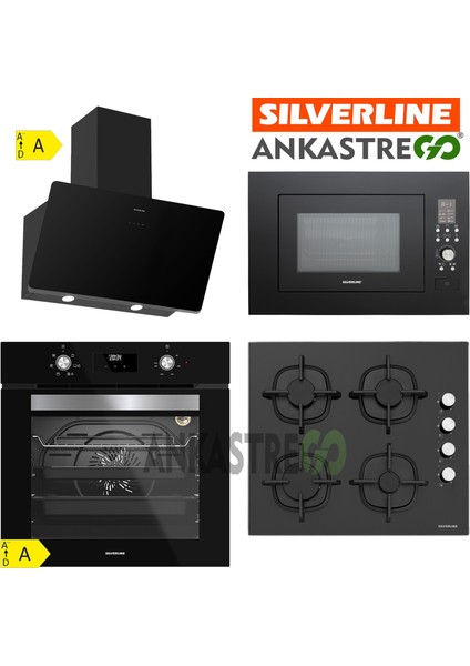 BO6502B02 - CS5343B01 - 3457 Soho 60 - MW9018B01 Siyah Cam Ankastre Set