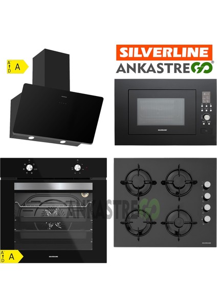 BO6501B01 - CS5349B01 - 3457 Soho 60 - MW9018B01 Siyah Cam Ankastre Set