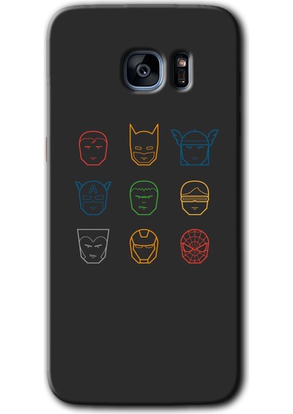Galaxy S7 Edge Kılıf Hd Desen Baskılı Arka Kapak + Kırılmaz Cam - Avengers Minimalism