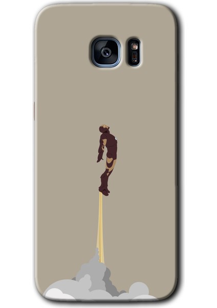 Galaxy S7 Edge Kılıf Hd Desen Baskılı Arka Kapak + Kırılmaz Cam - Ironman-Airport