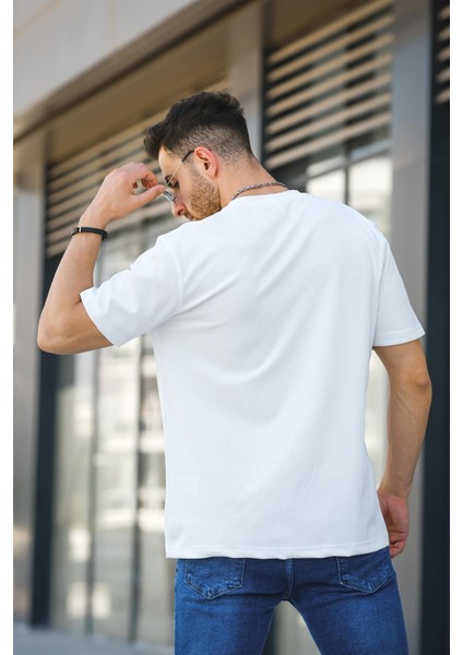 Scarp Nakışlı Parçalı Waffle Desen Slim Fit Likralı Erkek Tshirt fırsatları