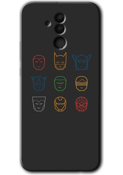 Huawei Mate 20 Lite Kılıf Hd Desen Baskılı Arka Kapak + Esnek Nano Cam - Avengers Minimalism