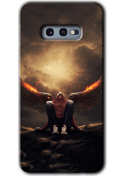 Galaxy S10E Kılıf Hd Desen Baskılı Arka Kapak + Kırılmaz Cam - Wings Of Power