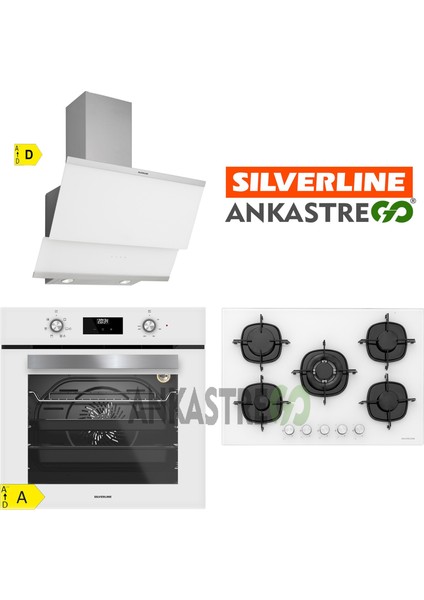 BO6502W02 - CS5365W01 - 3420 Classy 60 Beyaz Cam Ankastre Set